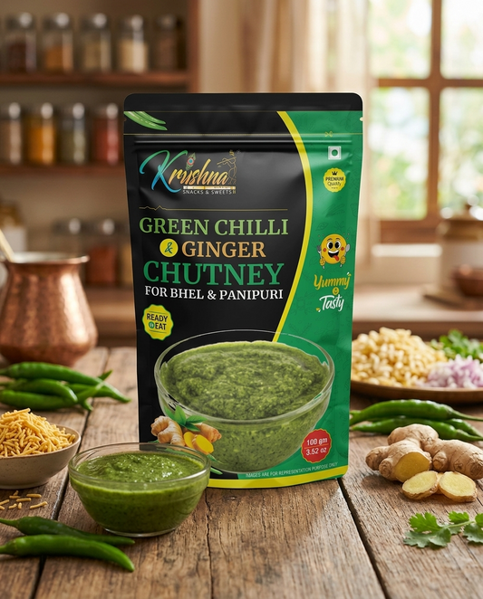 Krushna Green Chilli and Ginger Chutney (Pack of 3)