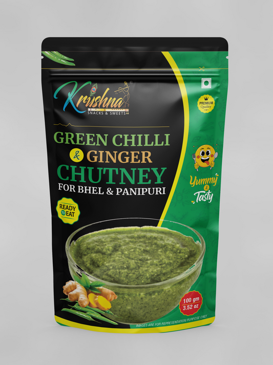 Krushna Green Chilli and Ginger Chutney (Pack of 3)